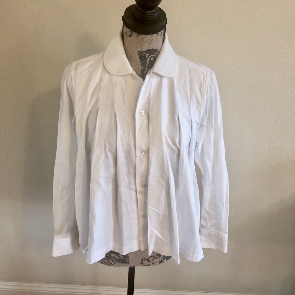 Comme des garçon white pleated shirt